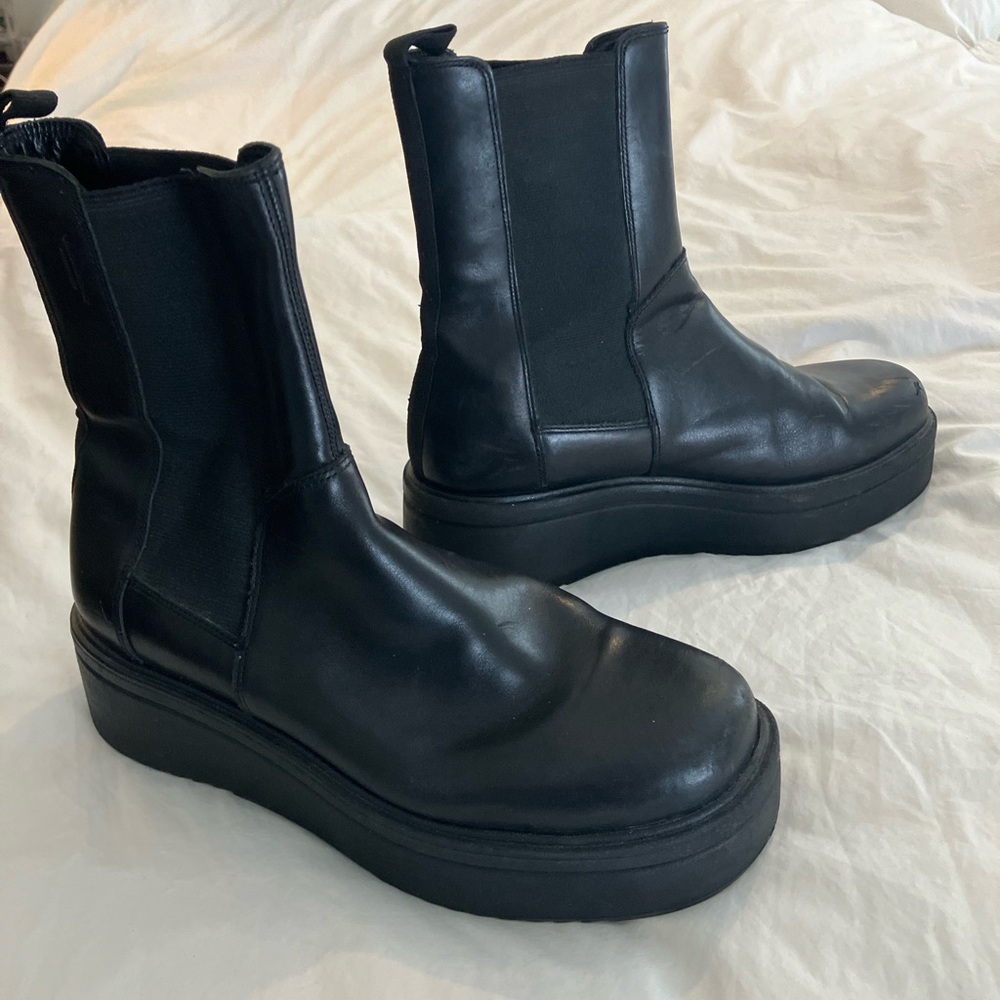 Vagabond Tara Black Leather Chelsea Platform Ankle Boots 39/9 - Picture 8 of 10